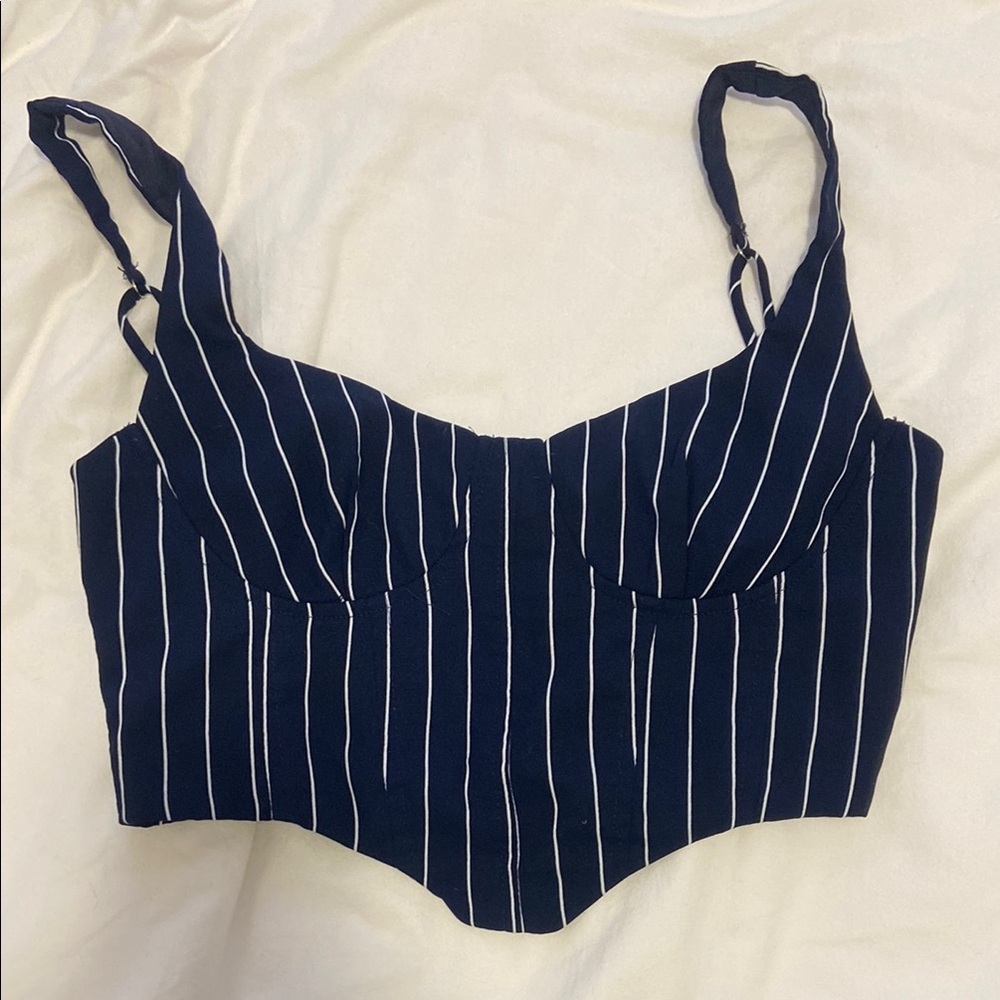 Princess Polly Striped Black and White Corset Top